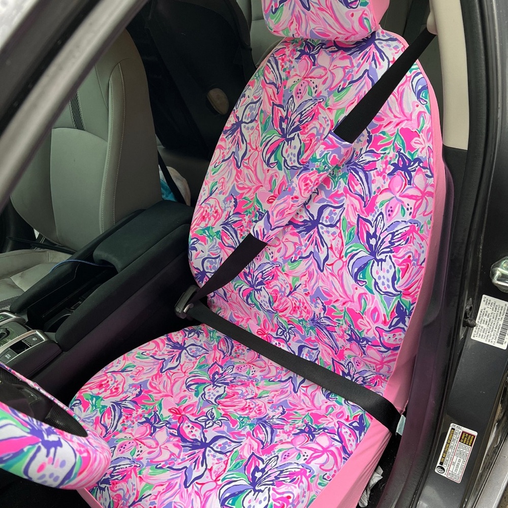 Lilly Pink and Purple Floral Print Car Seat Cover